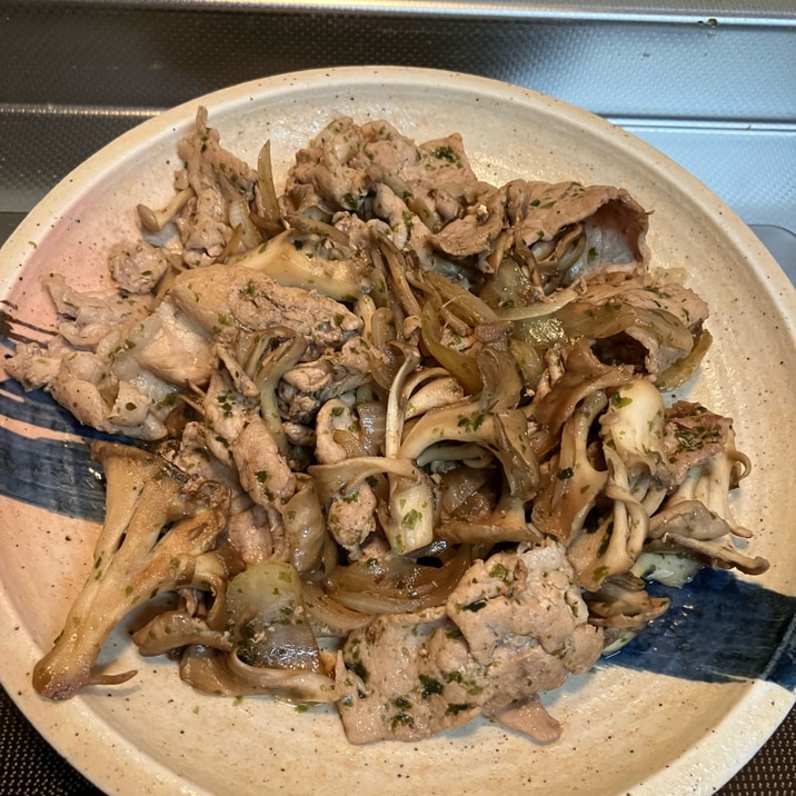 豚肉と舞茸の青のり醤油ソテー^_^